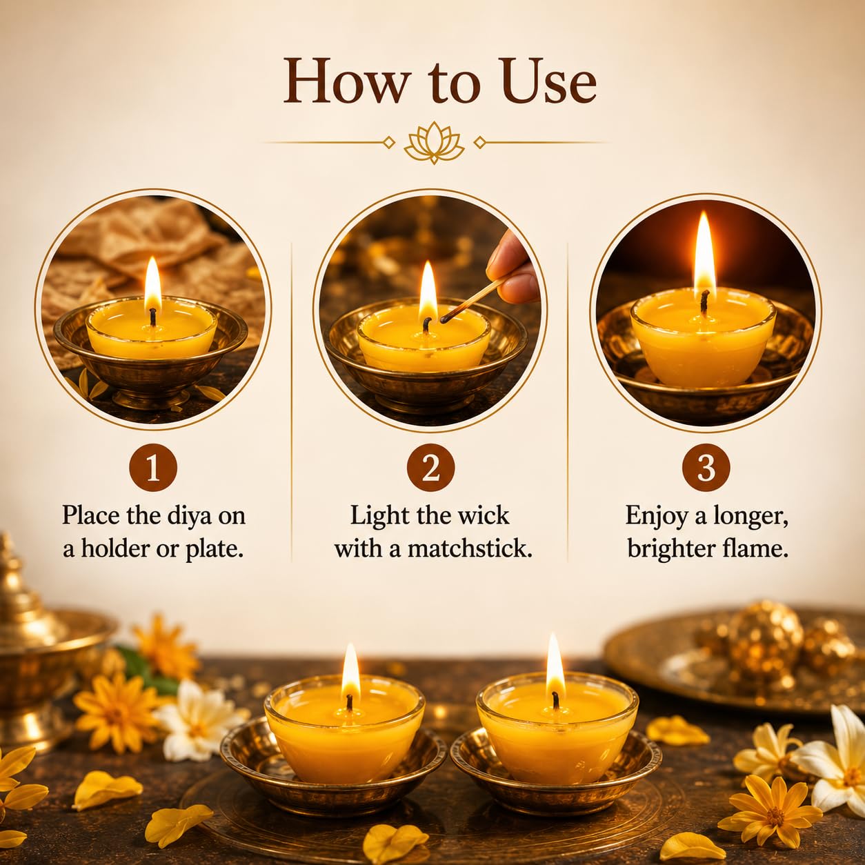 Blessora Pure Ghee Cotton Wicks Diya Batti - Ready Ghee Diyas for Pooja | Long Lasting Aarti Use | Temple Daily Worship (200 Pieces) 4