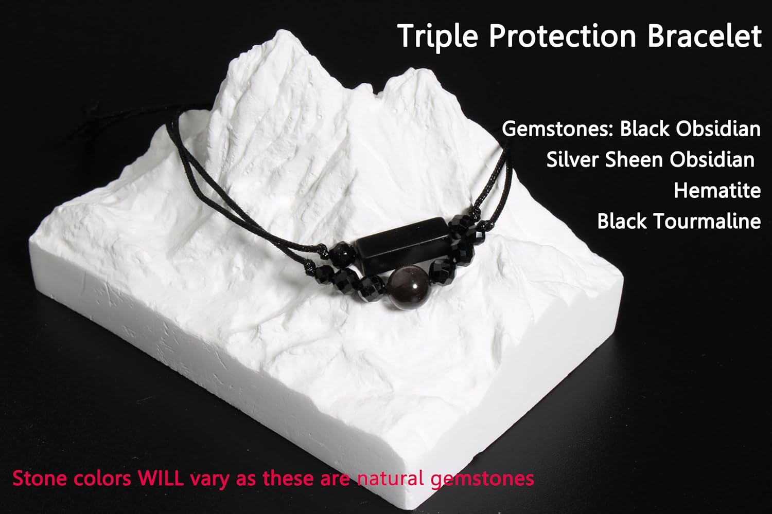 QqzsJewls Triple Protection Bracelets Negative Energy Blocker, Black Tourmaline and Obsidian Bracelets for Women Men, Gifts for Him Her - Image 5