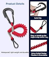 Vista 5 de 8M0092849 - Cordón para interruptor de muerte de barco, 2 unidades, interruptor de parada de emergencia para motor de barco, correa de seguridad