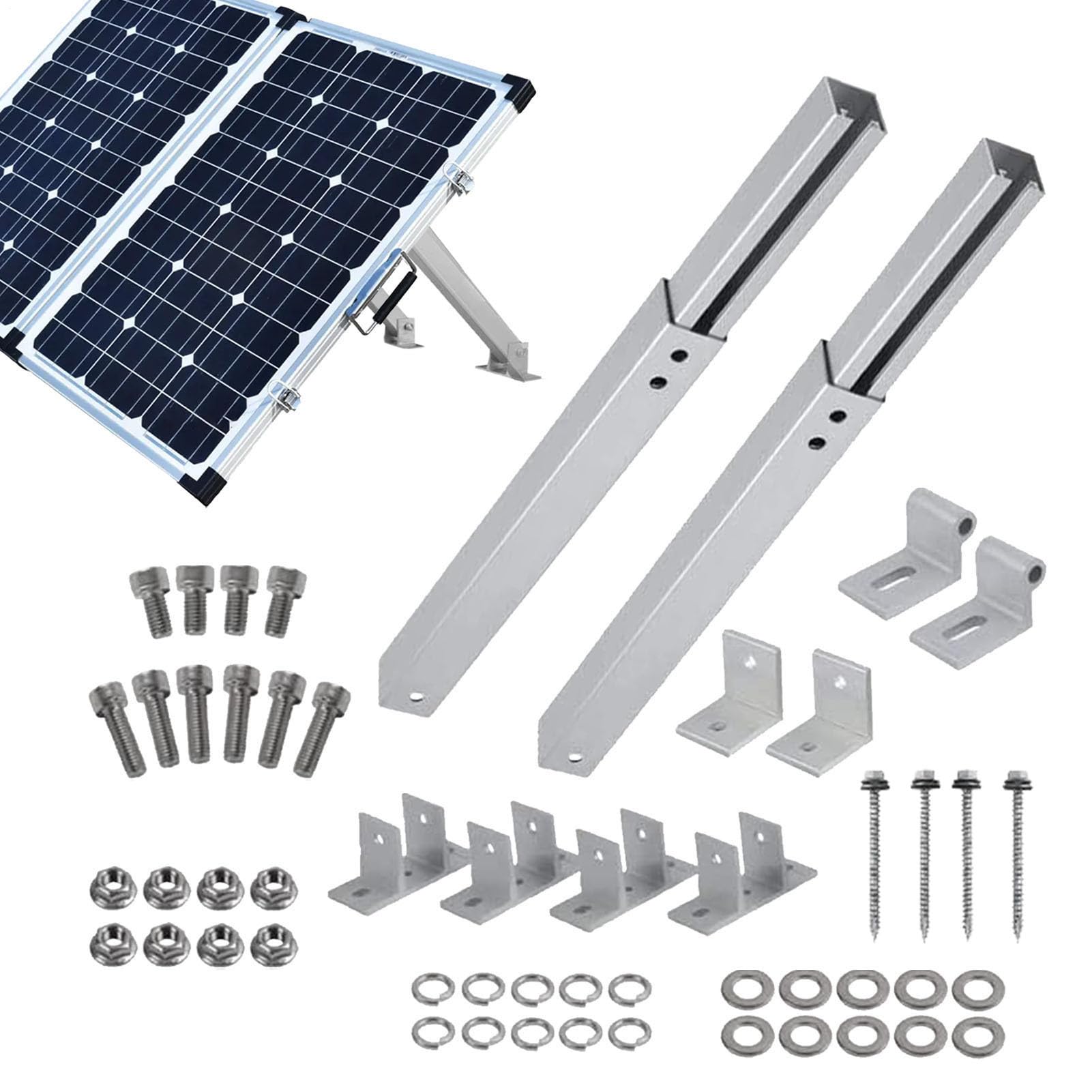 Kit de Montaje para Paneles Solares Estructura Ajustable de Aleación de | Kit Montaje Techo Paneles Solares con Ángulo Ajustable 15-30 Grados Para Exterior Techo Suelo