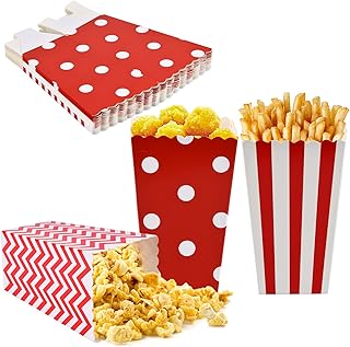 18Pcs Popcorn Boxes, Small Paper Box, Favours Gift Box, Popcorn Favor Boxes, Paper Popcorn Boxes Cardboard Candy, Mini Paper Candy Containers for Movie Nights Carnival Parties Theater & Parties