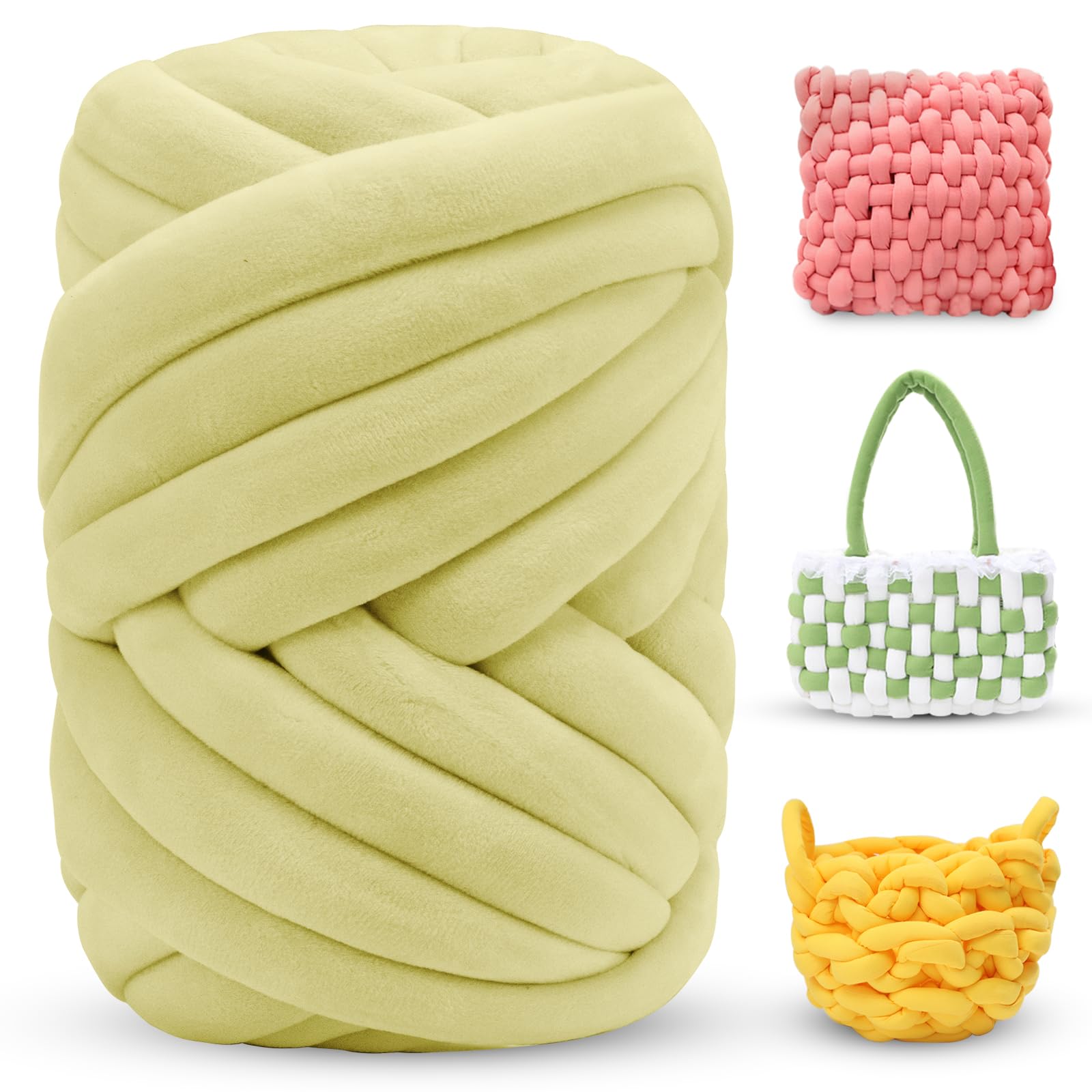 LEREATI Thick Chunky Yarn for Arm Knitting Jumbo Tube Soft Chunky Knit Blanket Velvet Yarn for Crocheting Handbags Hand Knitting Pet Bed Rugs Pillows Crafts (500g