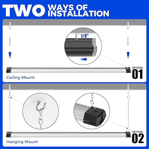 Miniatura 5 de Barrina BS84 - Luz LED para taller, 10000 lm, 84 W, 4 pies, 6500 K para taller, sótano, colgante o montaje empotrado, disipación de calor con