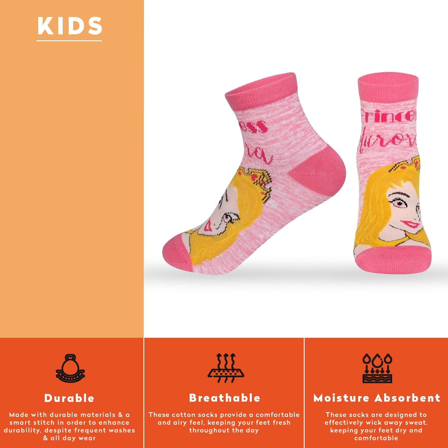 Supersox Ankle Length Frozen Character Socks For Girls, Made with Breathable, Anti Odour & Moisture Absorbent Combed Cotton with a Extra Durable Welt, Ideal For All Day Wear (Pack Of 5), Assorted - Image 5 thumbnail