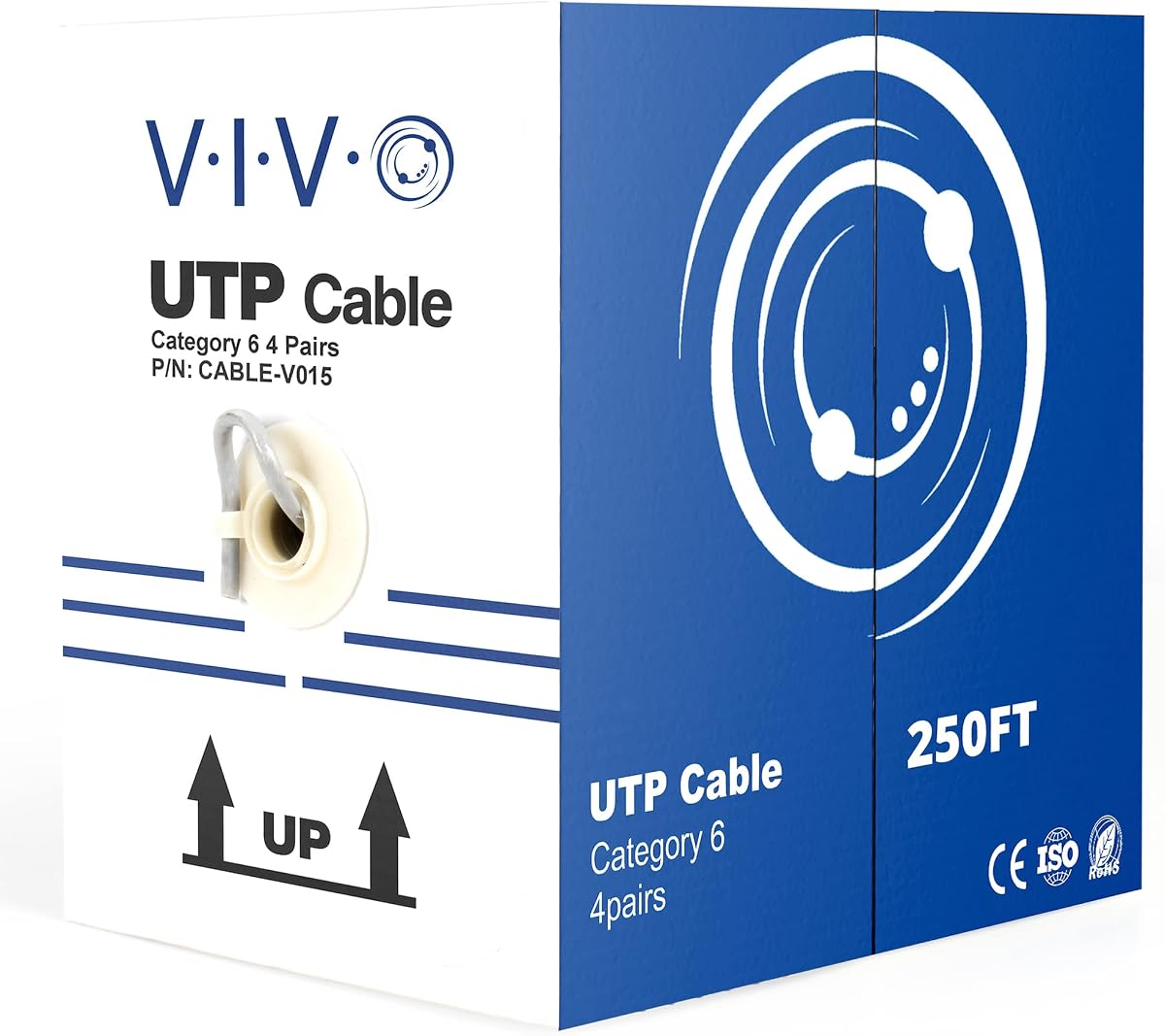 VIVO Gray 250ft Bulk Cat6