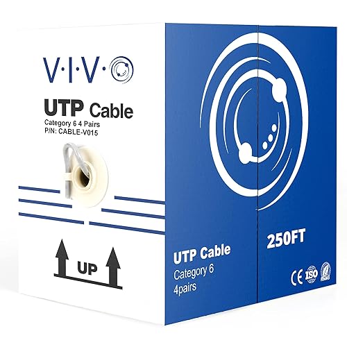 Miniatura 1 de VIVO Gris 250ft Bulk Cat6, cable Ethernet CCA, 23 AWG, caja de extracción UTP, cable Cat-6, interior, instalaciones de red CABLE-V015