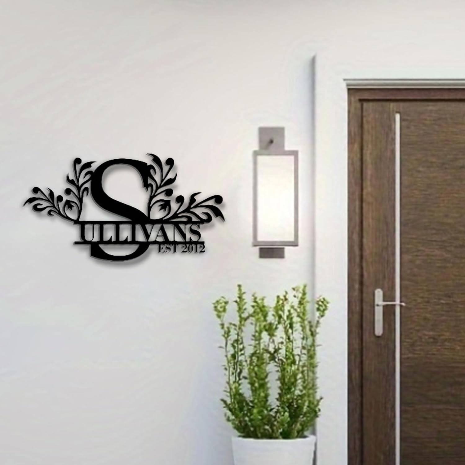 Personalized Family Name Sign, Custom Ornate Monogram Letter with First Last Name Split Letter Name Sign, Metal Wall Art Home Decor (black 3)