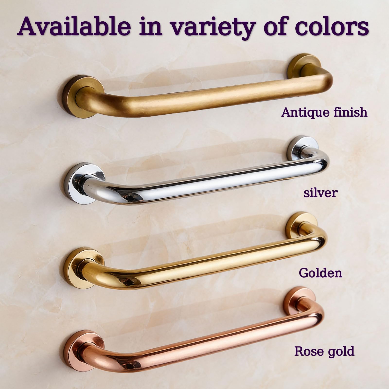 Haltegriff aus Messing für die Dusche,rutschfester Haltegriff Gold für mehr Sicherheit Badezimmer,stabiler Handlauf für Senioren und Menschen Behinderung,Armlehnen Hal(Size:25-Inch,Color:Antik-Finish)