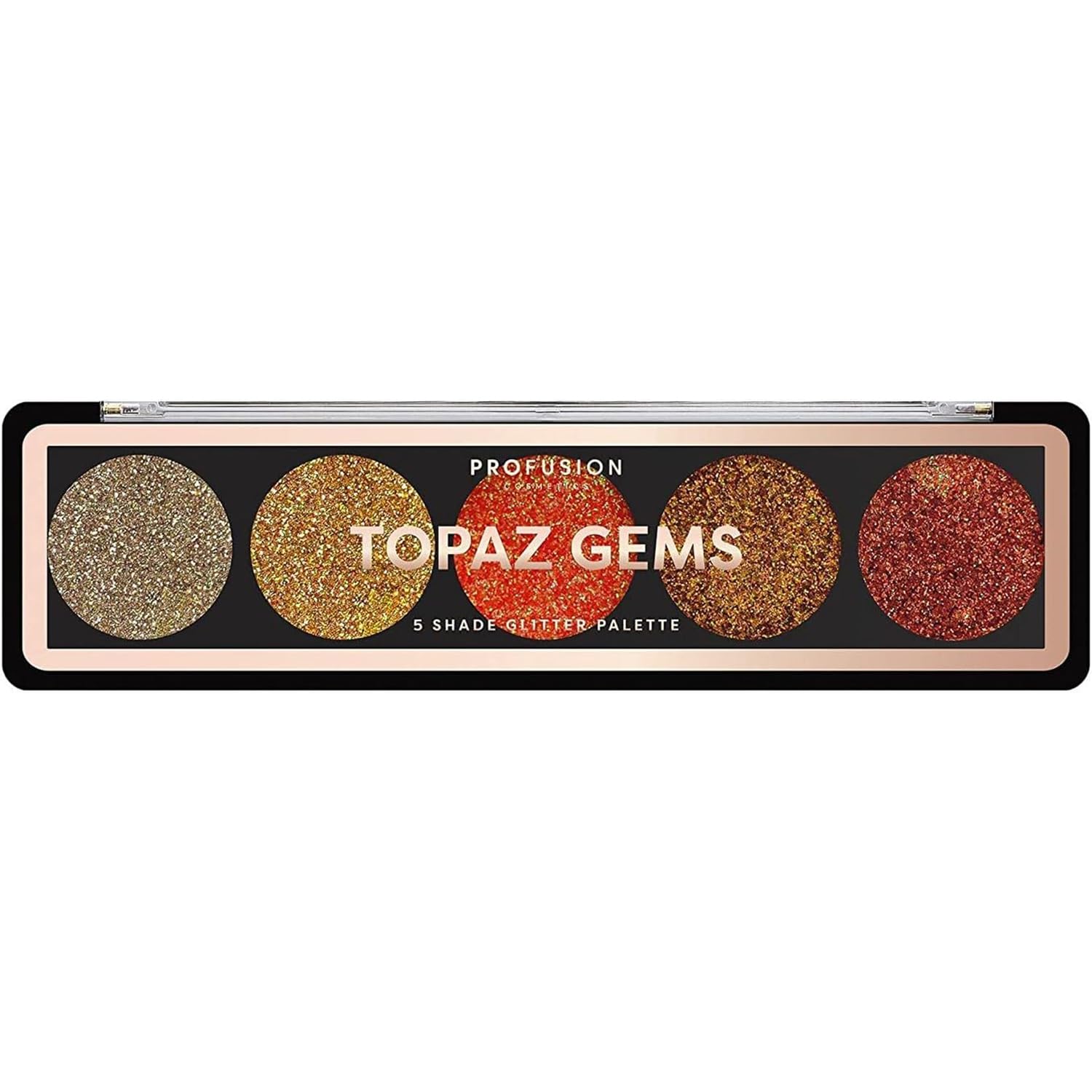 Profusion Cosmetics Topaz Gems 5 Shade Glitter Eyeshadow Palette for Stunning Eye Look, Raise Your Makeup Routine With Premium Beauty Tool