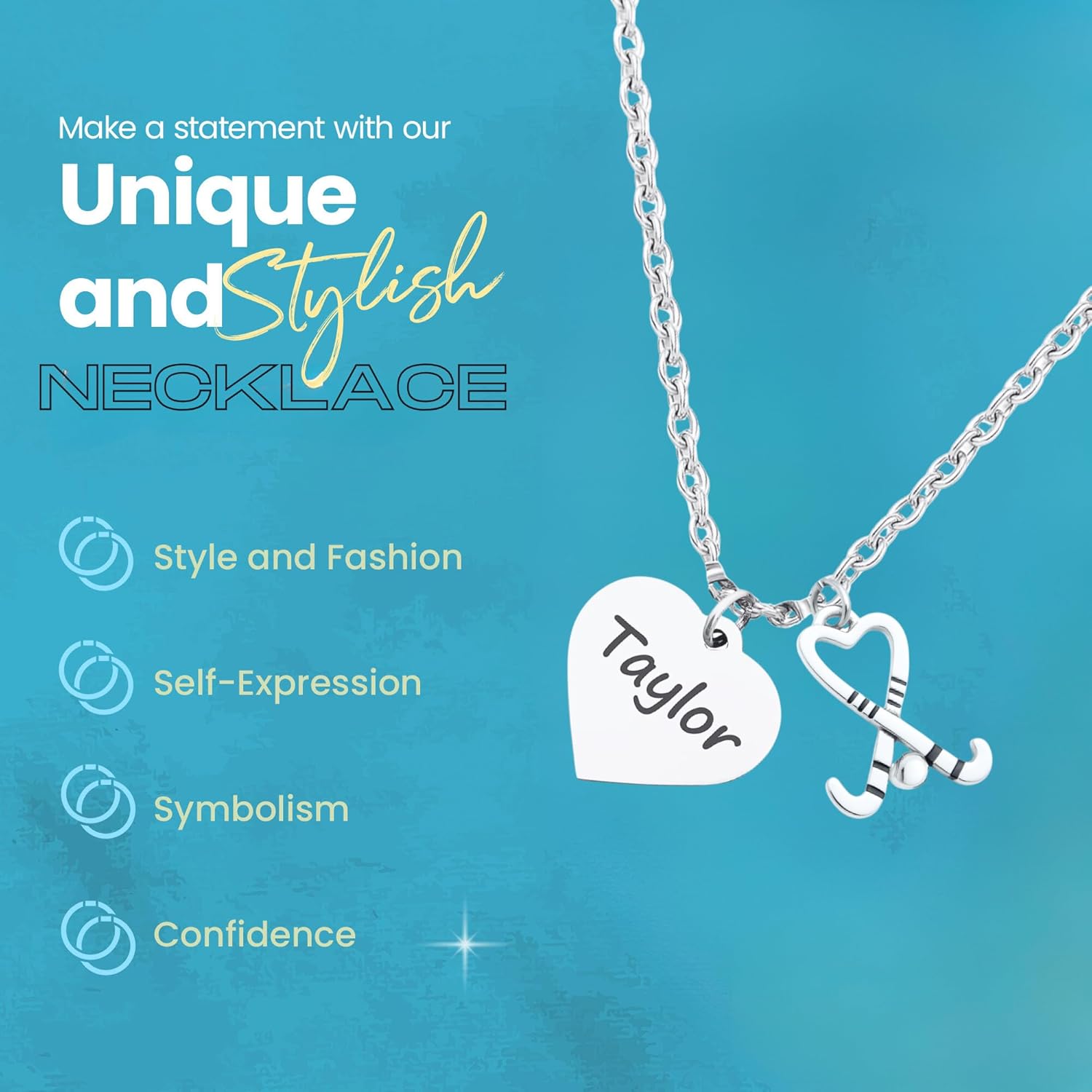 Personalized Field Hockey Necklace • Engraved Heart Charm with Stick Pendant • Stainless Steel Custom Jewelry Gift for Players, Teams & Coaches - Image 4