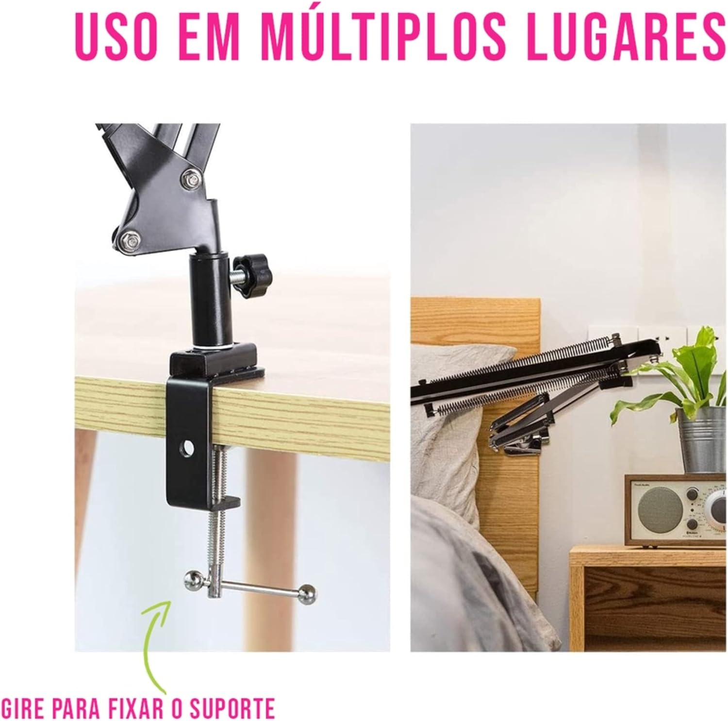 Suporte para Celular Tablet de Mesa Braço Articulado Dobravel Ajustável Todo em Metal Rotação 360º Fácil Uso e Resistente (Veja Video do Anúncio)