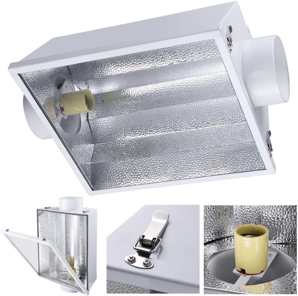 6" Air Cooled Reflector Hood w/ Glass Fit 1000w 600w 400w 250w HPS MH Grow Light