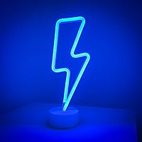 Vista 2 de Luz de mesa LED de neón con perno de rayo, sin cable, funciona con pilas, perfecta para sala de juegos de niños o niñas, decoración de dormitorio u