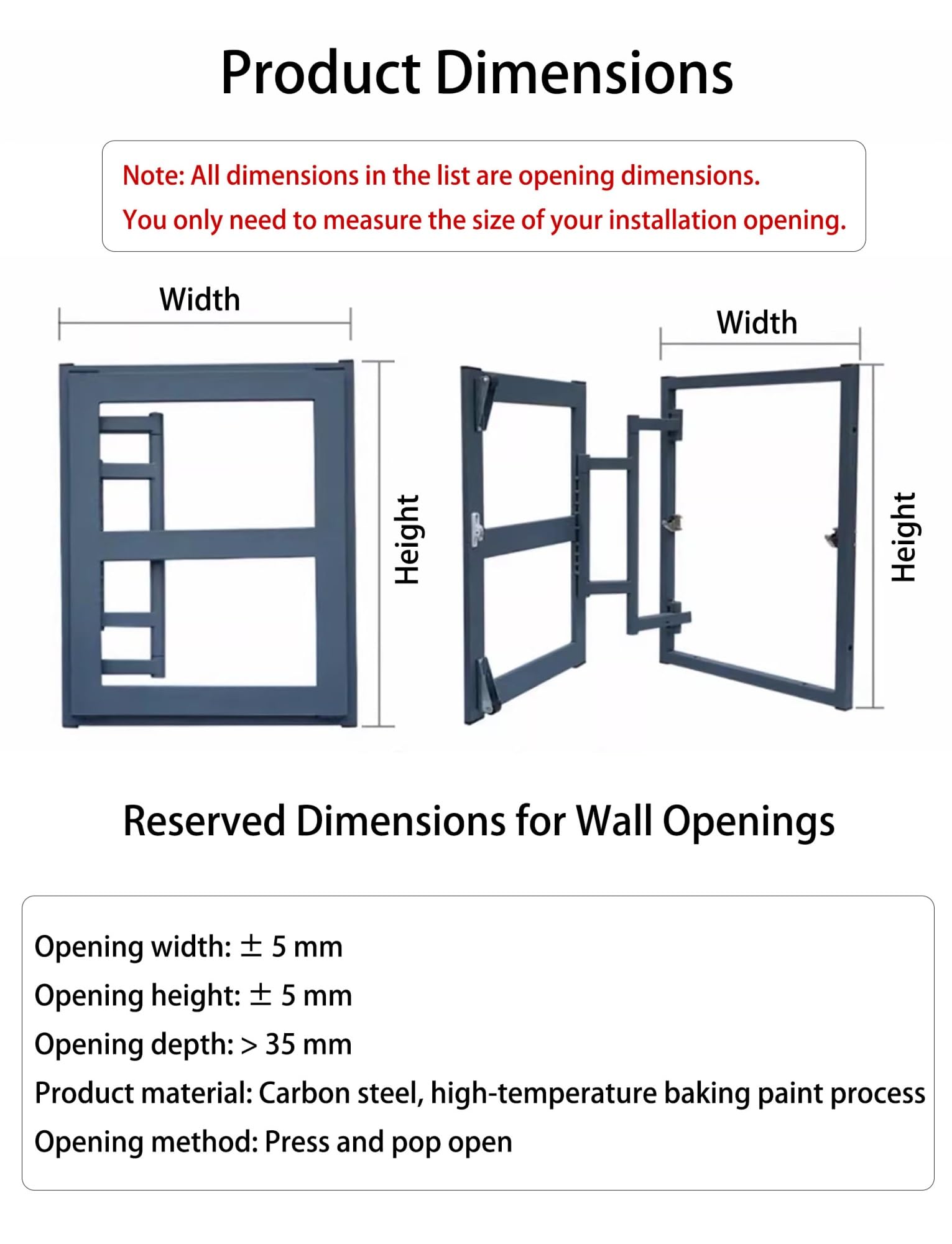 Panel de puerta de acceso invisible para azulejos, chapa de piedra y paneles de yeso, cubierta de metal resistente para fontanería, rociadores de incendios, HVAC, diseño de 3,5 cm de grosor