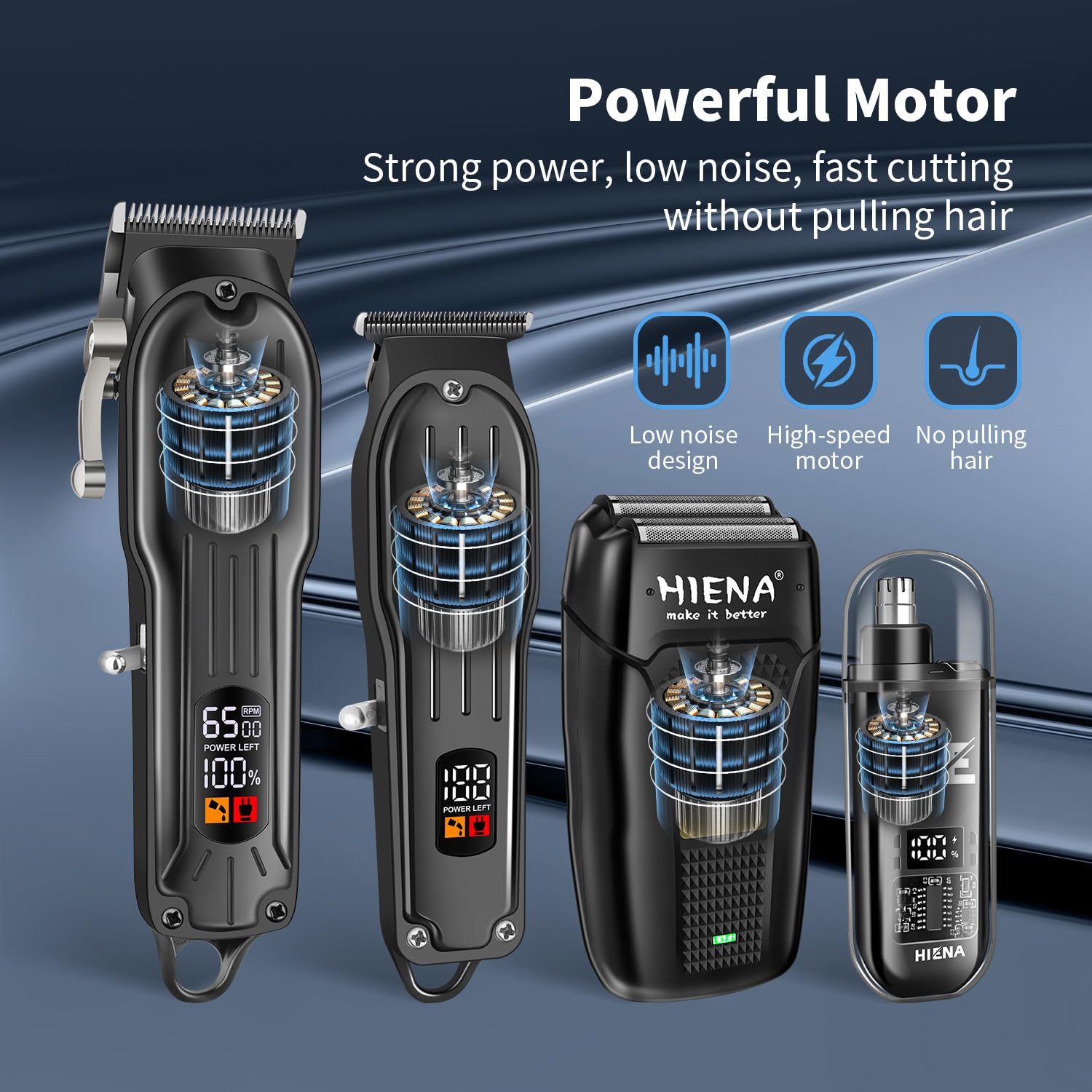 HIENA PRO Black 4-in-1 Professional Hair Clipper Kit for Men