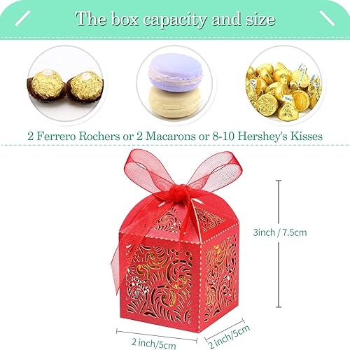 Miniatura 4 de COTOPHER 60 cajas de recuerdo cortadas con láser, cajas de regalo pequeñas de 2 x 2 x 2.75 pulgadas para regalos, cajas de recuerdos de boda con
