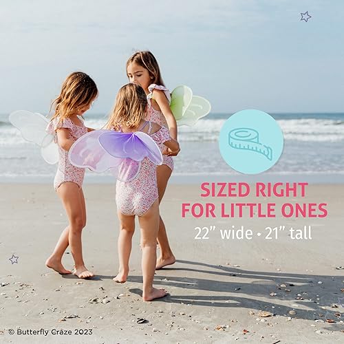 Miniatura 5 de Butterfly Craze Girls Fairy Angel or Butterfly Wings  Costume Accessories for Parties  Colors Blue Green Pink Purple