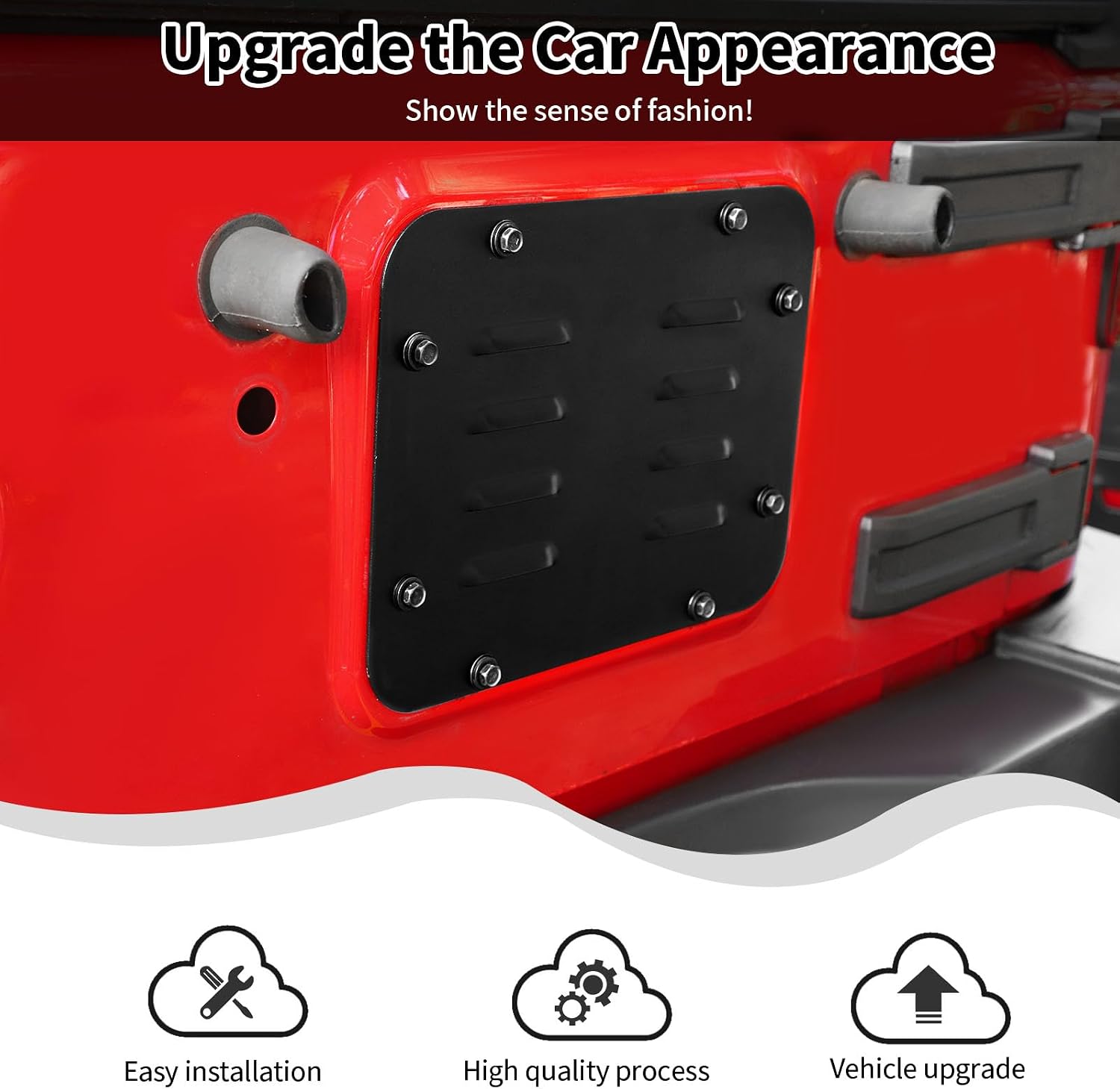 Aluminum Wrangler JK Spare Tire Carrier Filler Plate Tailgate Vent Plate Cover Compatible with 2007-2017 Jeep Wrangler JK JKU & Unlimited