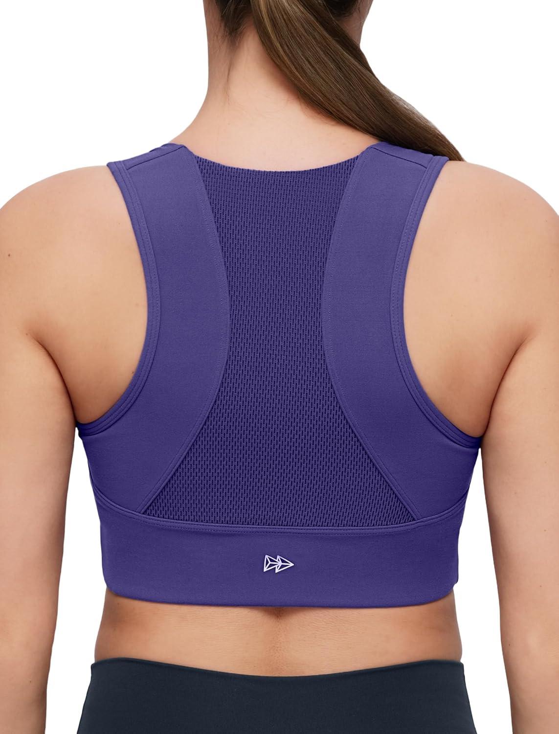 Yvette Yoga Bra Racerback & Mesh Panels Square Neck Fixed Cups Sports Bra for Women Light Support Workout Tank Top