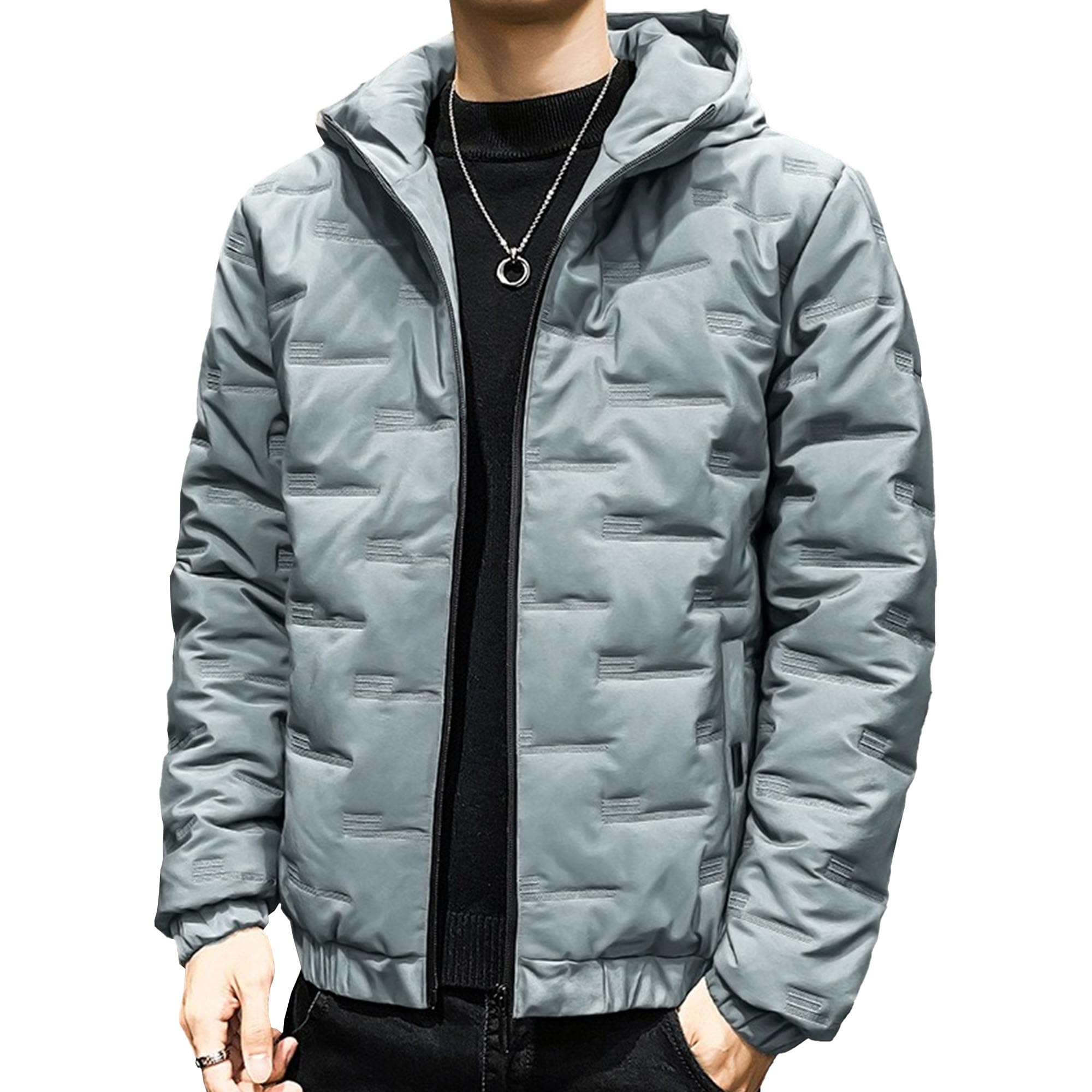 Men Casual Warm Hooded Down Coat Young Full Zipper Fashion Trendy Jacket Winter Classic Street Tide Outerwear