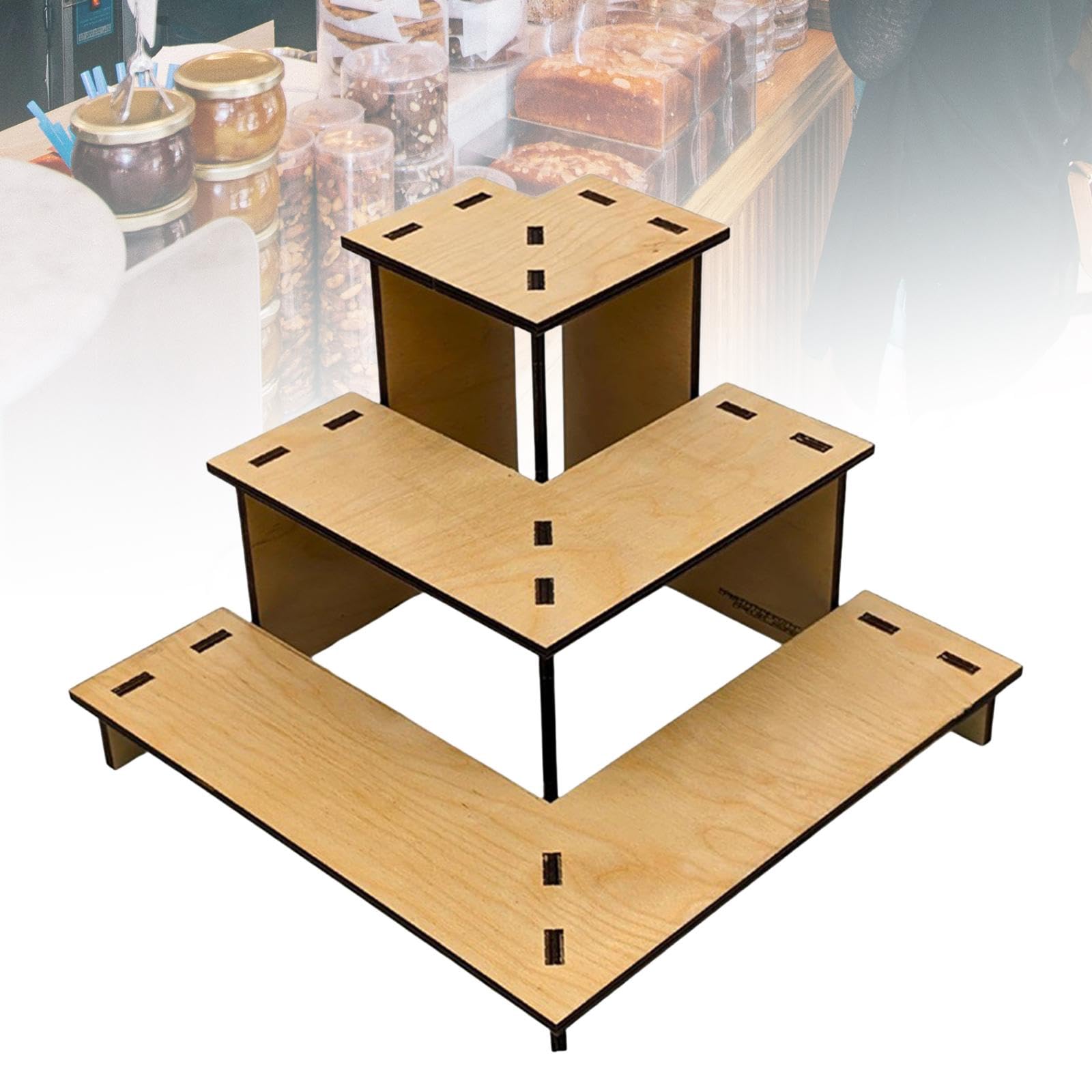 Expositor de Mesa de 3 Niveles para Comercio Minorista, Estante de Esquina para de Vendedores, con Estantes para Postres.