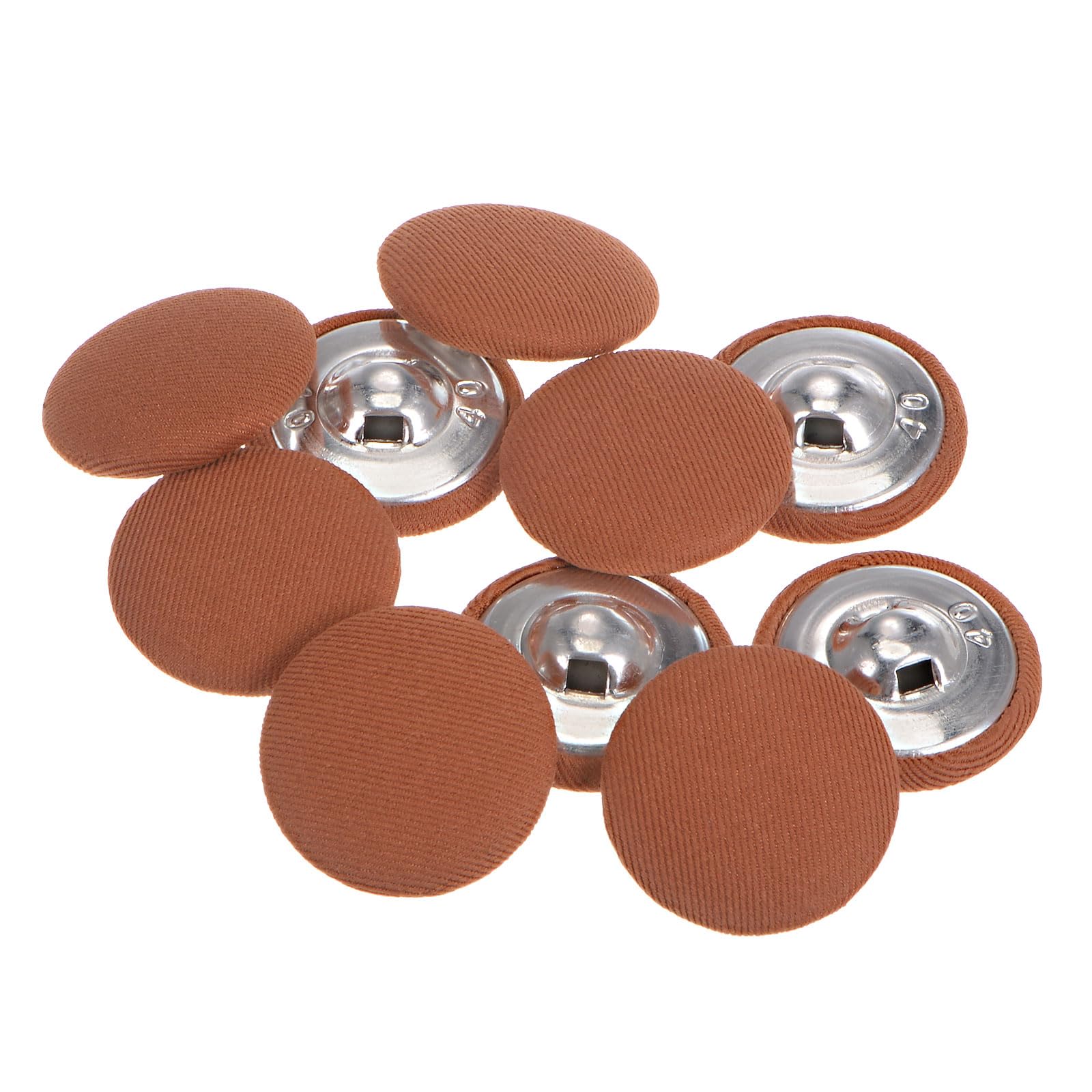sourcing map 10pcs 40L Fabric Cloth Covered Button 25mm Metal Shank Round Sewing Buttons for Suits Dress Blouses, Alloy Orange