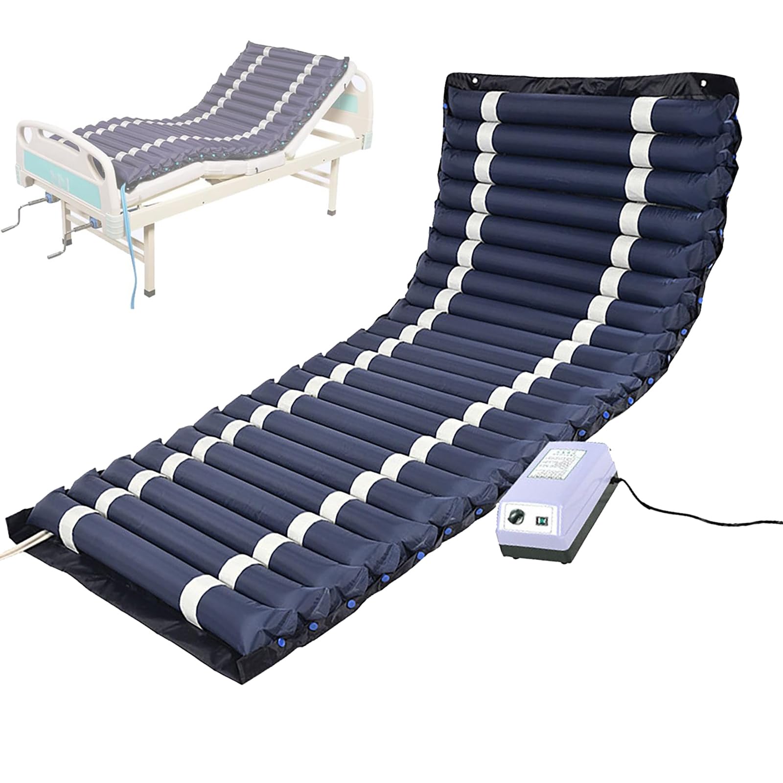 ColchóN Inflable Antiescaras con PresióN Alterna Tipo Tira 22 Tubos con Bomba De PresióN Silenciosa para Silla De Ruedas, Oficina Y Coche,A