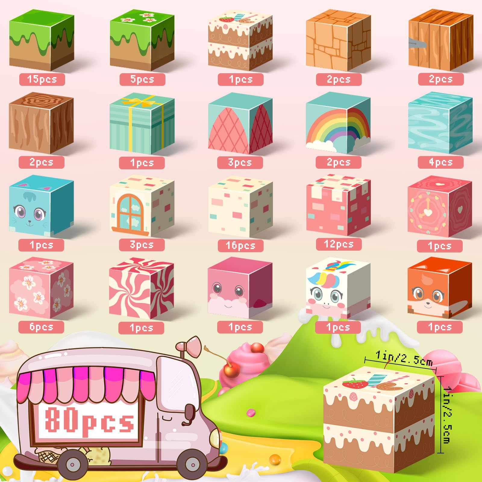 Magnetbausteine 80-teilig - Rosa Burg Set Für Kinder Ab 4 Jahren