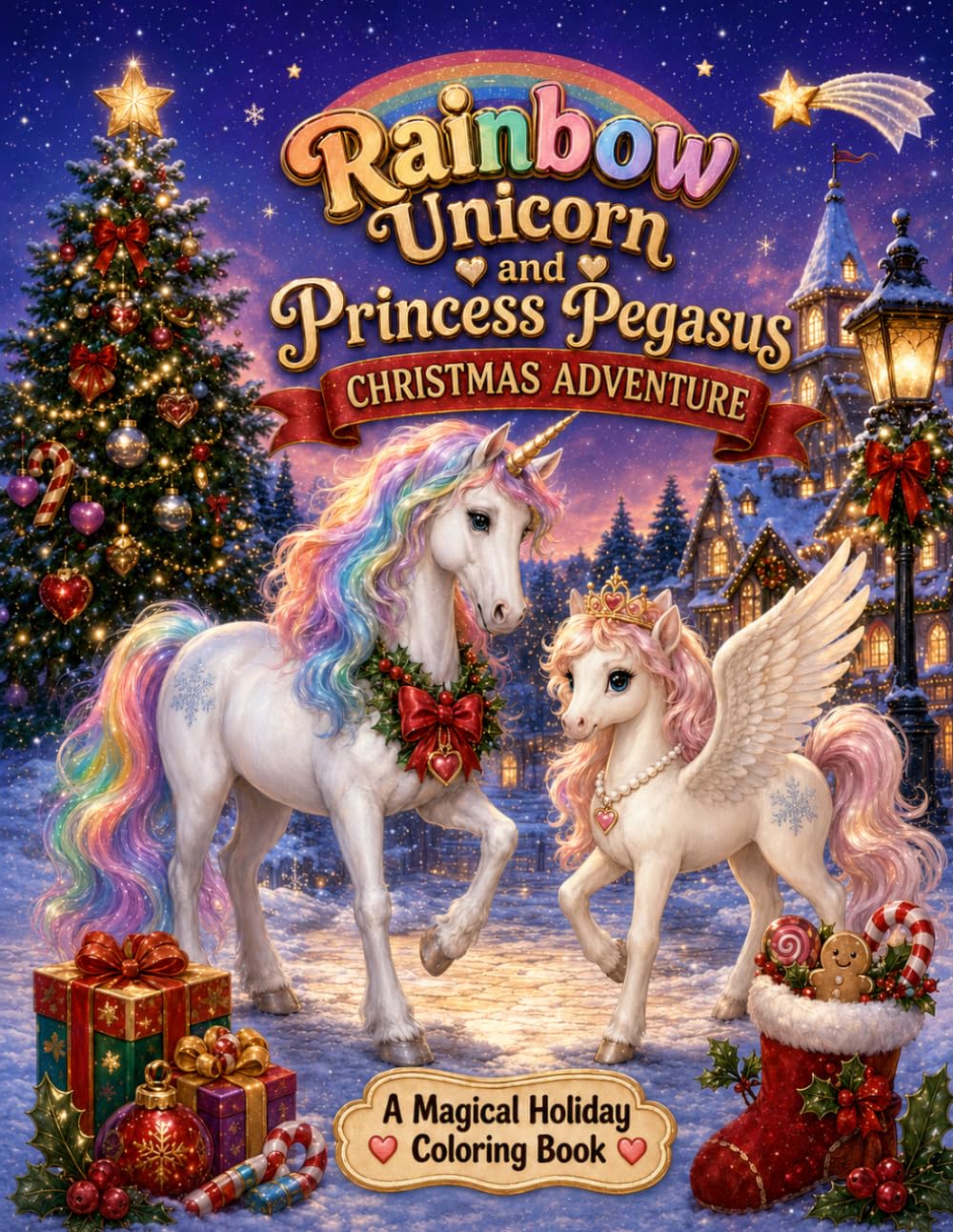 Rainbow Unicorn and Princess Pegasus Christmas adventure