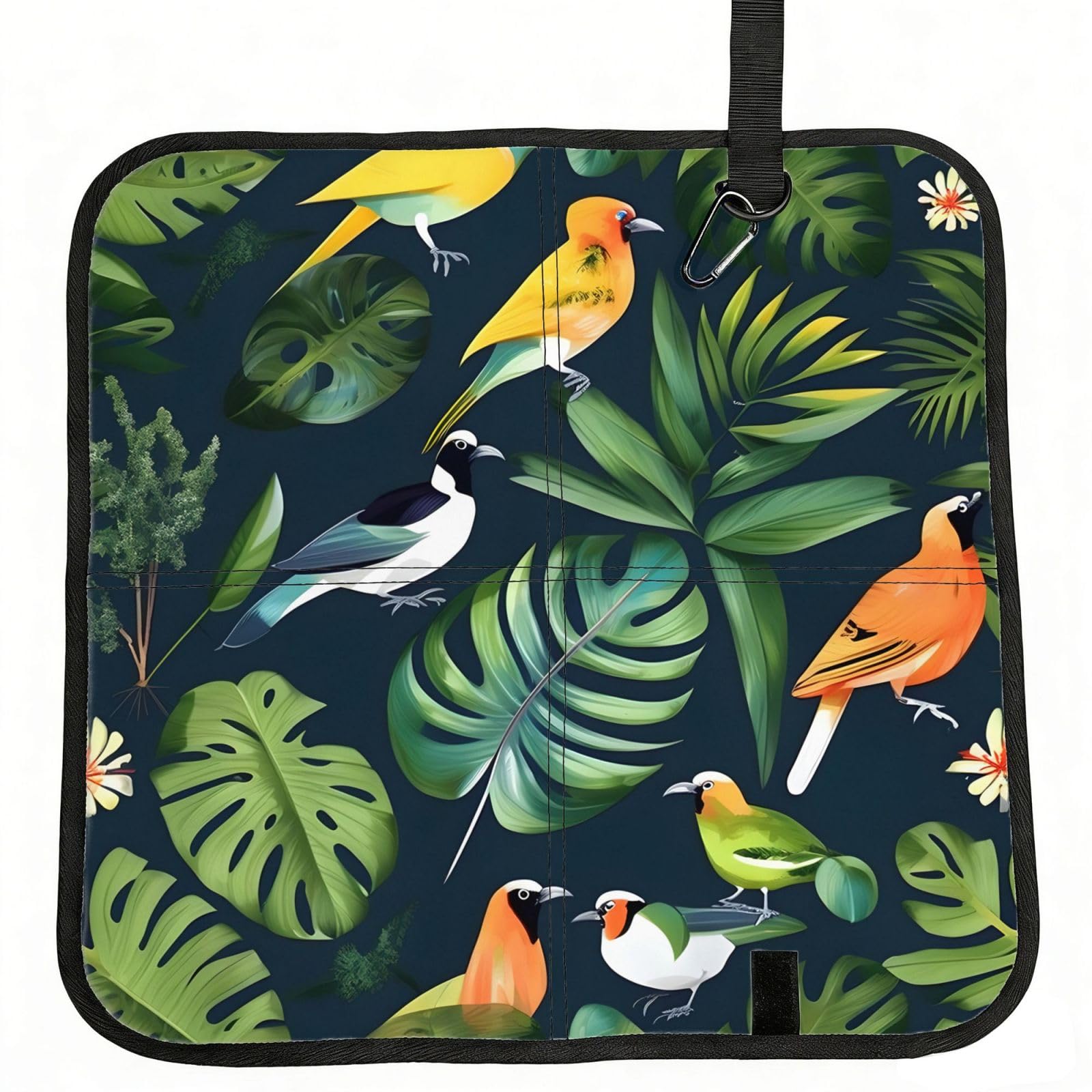 NImongt Tropical Birds Plant Leaf Print Portable Chair Pad Foldable Seat Cushion Outdoor Seating Office Picnic Camping