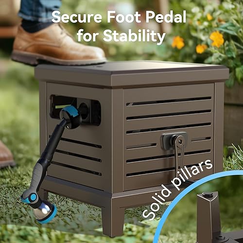 Miniatura 4 de Carrete de manguera, caja de metal resistente con capacidad para manguera de 125 pies x 58 pulgadas, carrete de manguera de jardín con sistema nunca