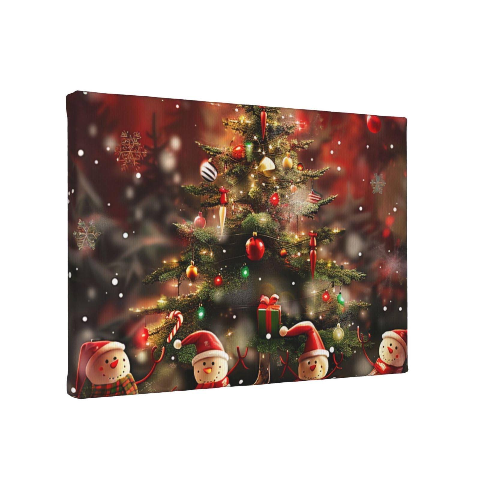 YKLJG Merry Christmas Printed Wall Art Canvas Painting 30x20 CM Wooden Framed Picture Painting Artwork Prints for Bedroom Kitchen Home Office Decor