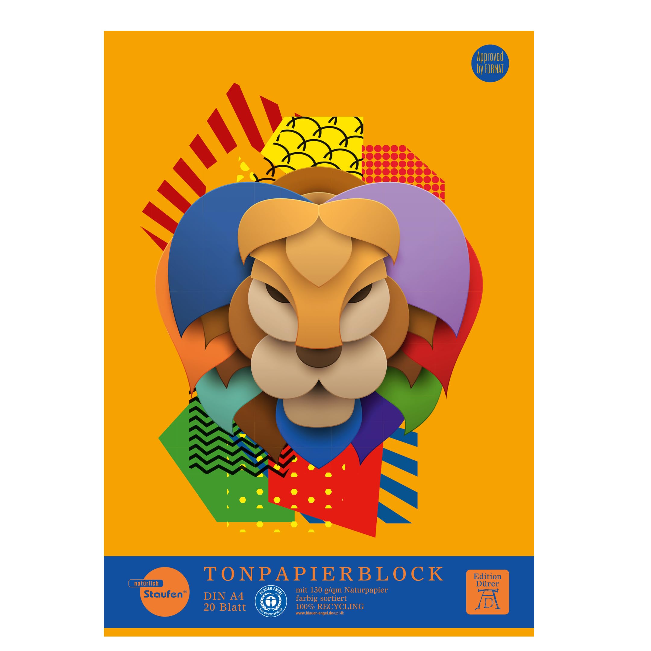 Staufen Dürer Coloured Paper Pad, Pack of 2, DIN A4, 20 Sheets 130 g/m², in 10 Assorted Colours