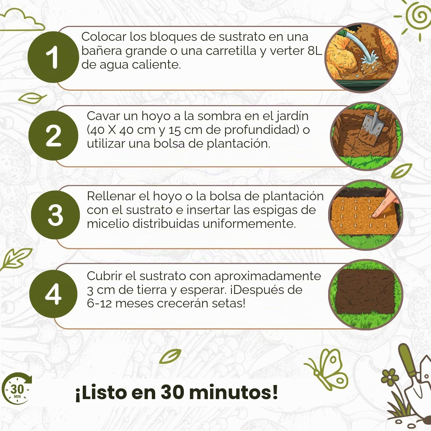 Hawlik Pilzbrut – Cultivarse setas de cardo – Fácil de cultivar setas en tu propio jardín – Kit setas autocultivo para el jardín – Juego de cultivo de setas