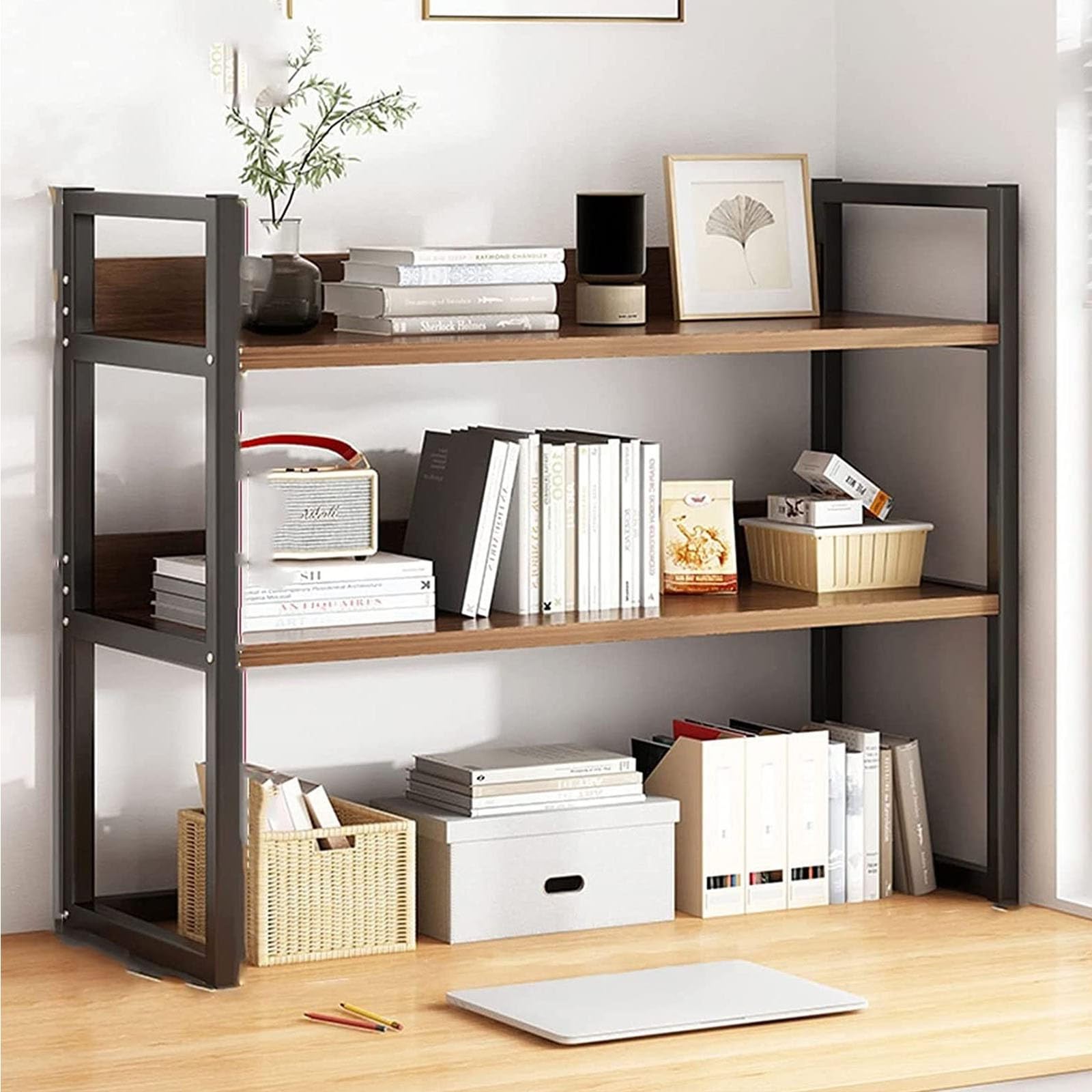 Piccola Libreria Da Scrivania In Legno - Organizzatore Libri 20x20cm, Per Camera Da Letto O Ufficio, Design Compatto - Foto 14