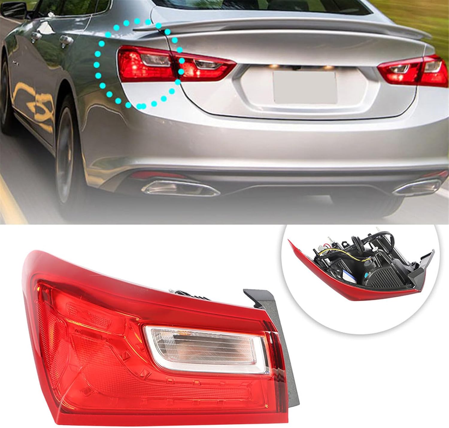 labwork LH Tail Light Replacement for Chevy Malibu 2016-2021 Tail Light Lamp Rear Outer Driver Sides
