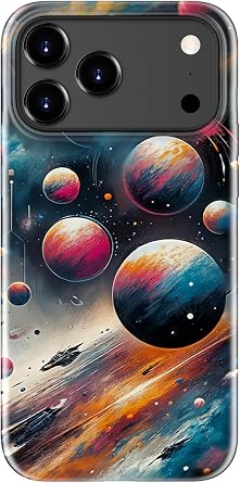 DorisMax for iPhone 17 Pro Max Case - Wireless Charging Compatible - Dual-Layer Hard Shell + Silicone Cover - Shockproof Protective Phone Case with Stylish Designs for Women - Planets in Universe