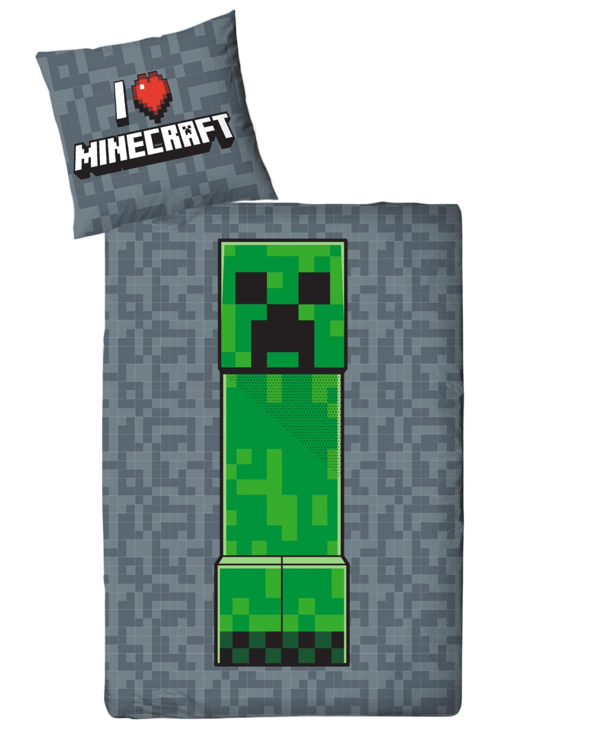 Bettwäsche 135x200 Flanell, Biber, Minecraft, kuschelig weich für Winter, 1x Kissenbezug 80x80 + Bettbezug 135x200, 100% Baumwolle, Kinderbettwäsche Gaming