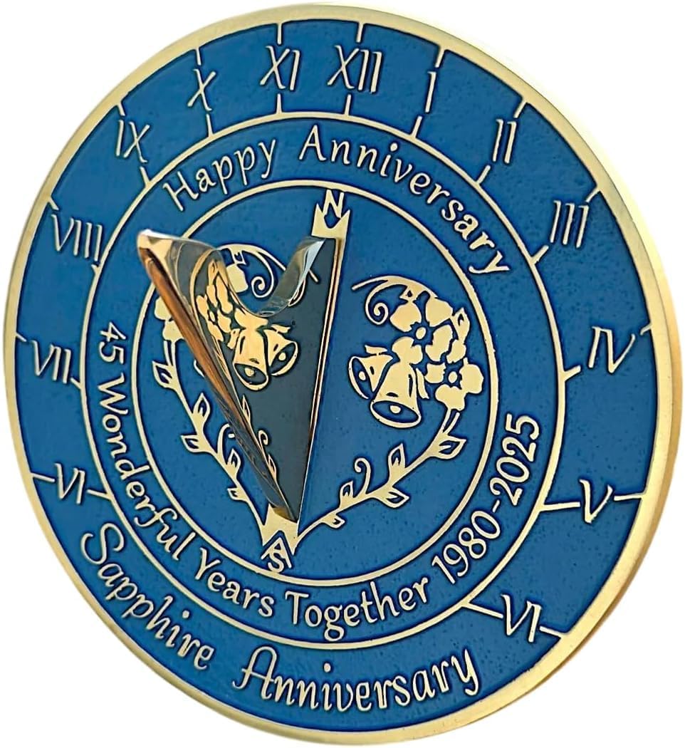 8" Anniversary Sundial Home Garden Décor Gift for Your Loves Ones (45th Anniversary Sundial)