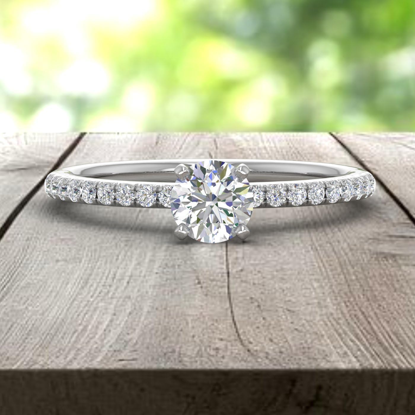 1/2 Carat Prong Set Solitaire Diamond Engagement Ring Band in 14K Gold