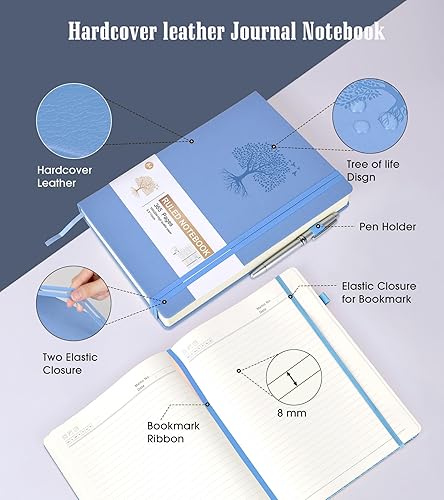 Miniatura 35 de Cuaderno de puntos, 360 páginas numeradas, cuadrícula de puntos, de 8.5 x 11 pulgadas, papel de punto de 3.53 oz/m², tapa dura gruesa, de cuero