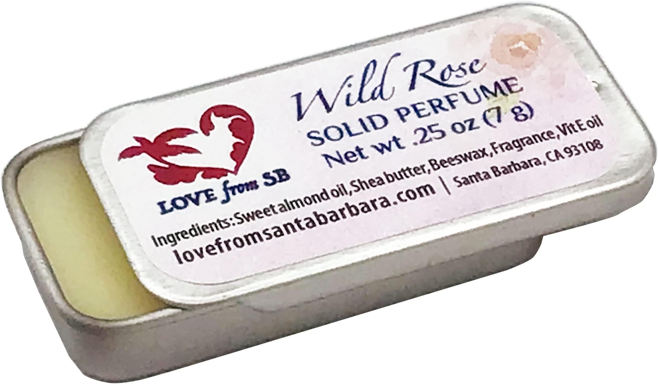 Compact Personal Wild Rose Solid Perfume | Luxurious Artisan Spa Gift for Her | Convenient, fits in your purse or travel bag | Rose Perfume