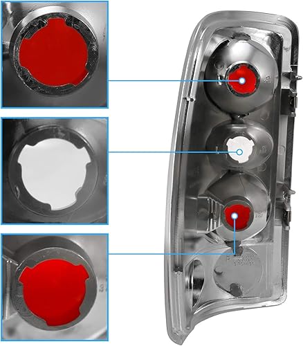 Miniatura 5 de AmeriLite Juego de luces traseras de freno cromadas de repuesto para Chevy SuburbanTahoe - lado del pasajero y del conductor