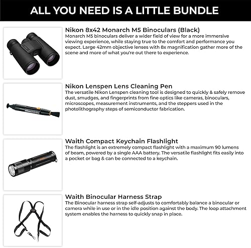 Miniatura 2 de Nikon 16767 Monarch M5 8x42 Binocular con lápiz de lente, arnés y kit de linterna