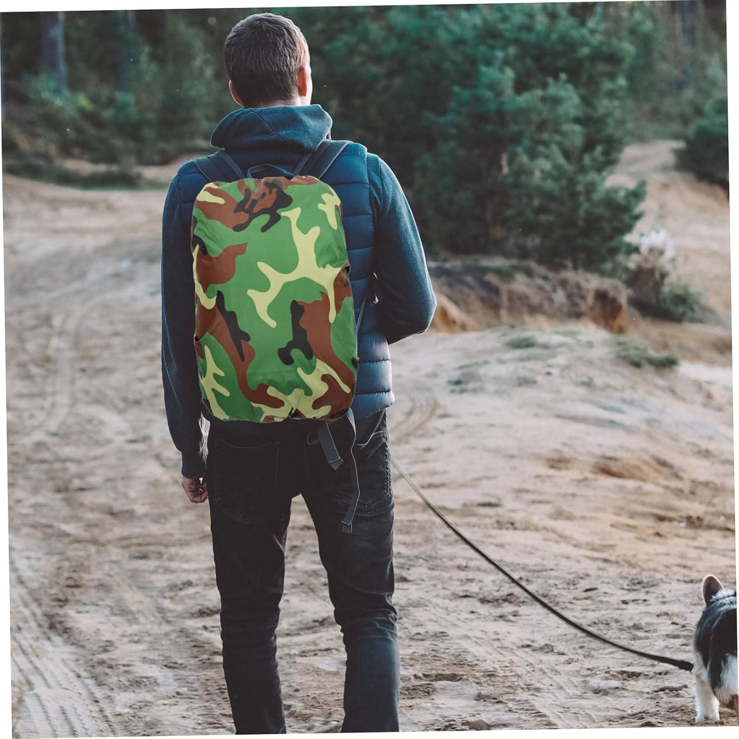 3pcs Hiking Backpack Rain Covers Camouflage Shoulder Bag Protector for Packs Lightweight Outdoor Cycling Gear Military Green Blue Pattern