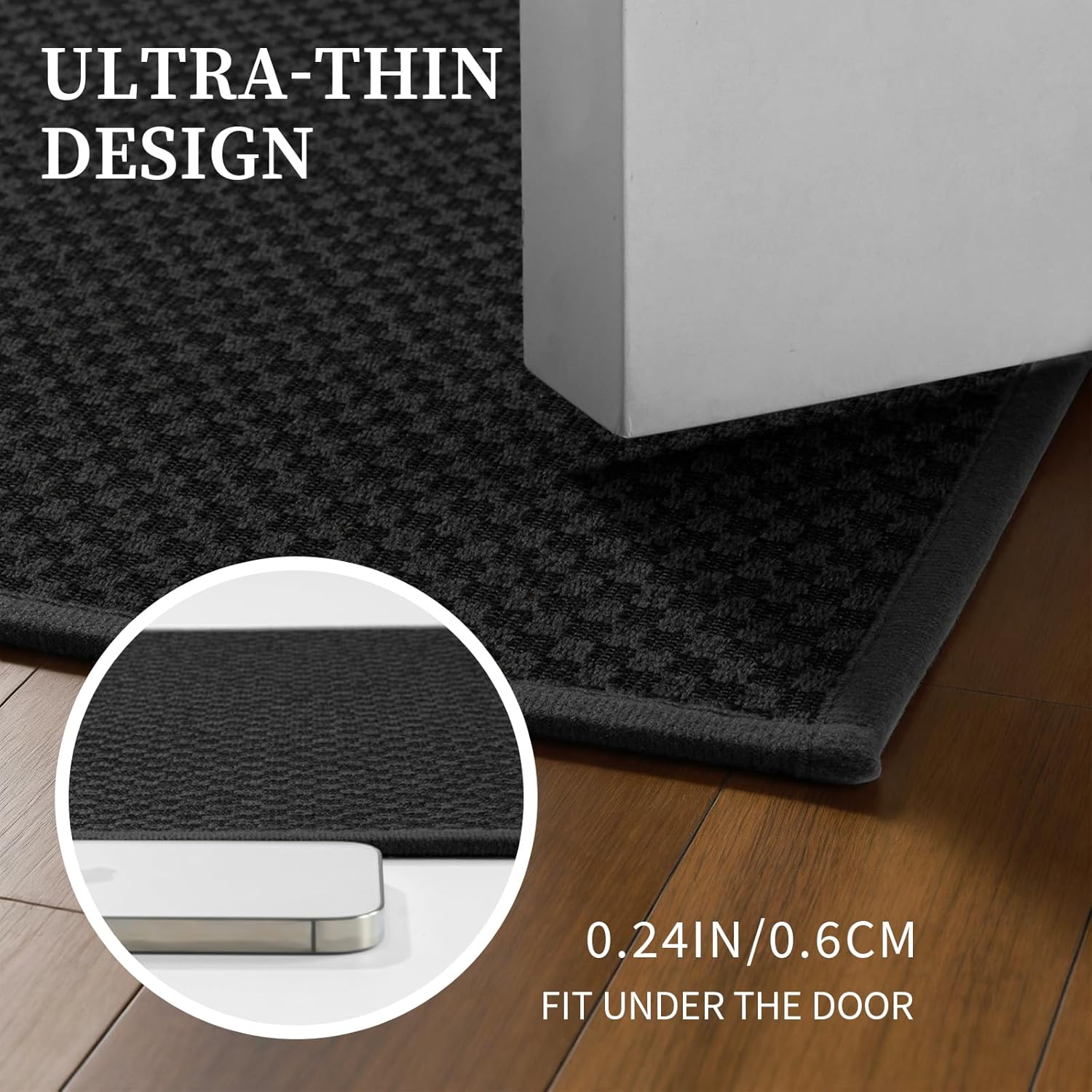 YIHOUSE Bathroom Rugs, Ultra Thin Bath Mat, Set of 5, Non-Slip, Quick Dry Absorbent, Machine Washable Bath Mat Set for Bathroom Floor, Black