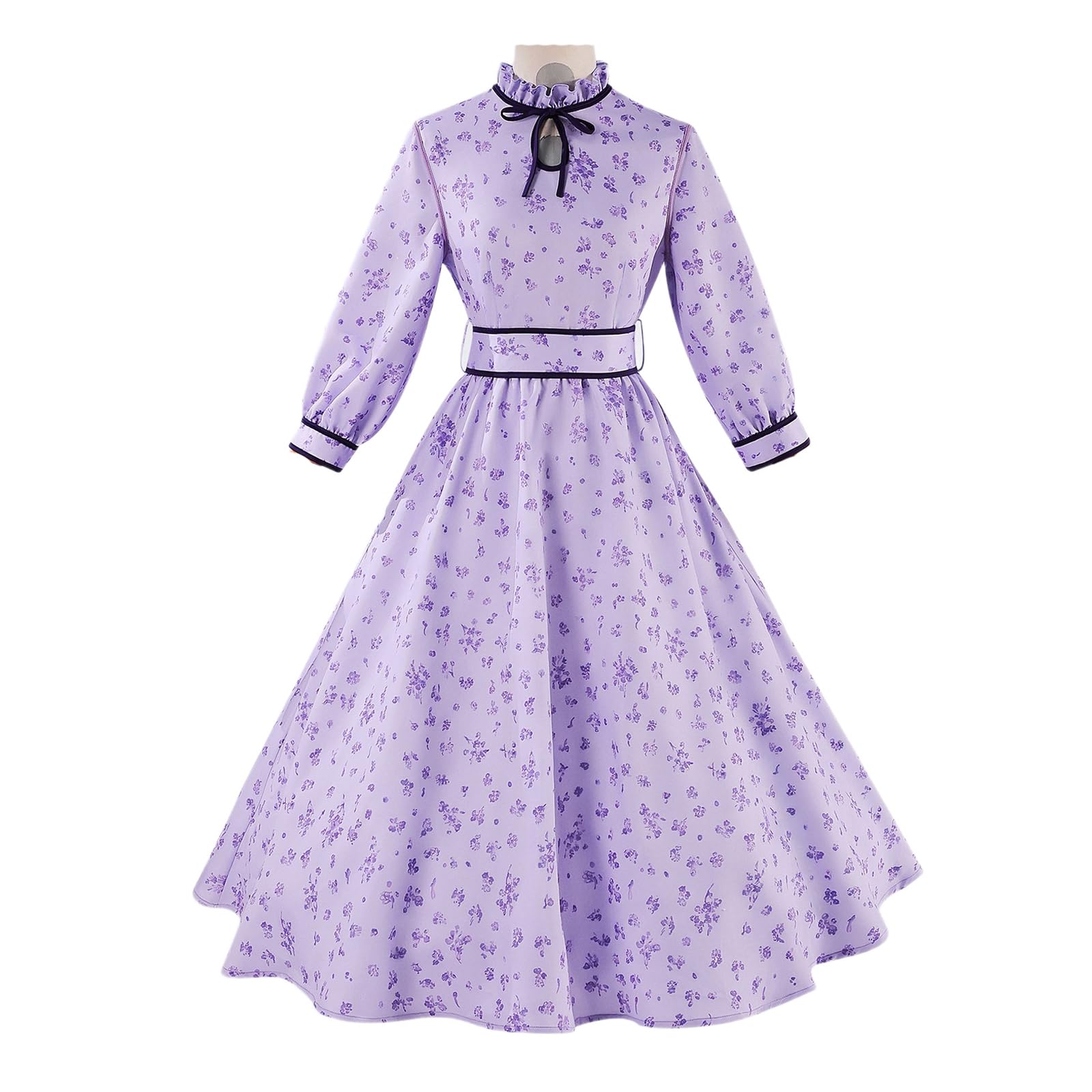 LTAKK Fern Cosplay Costume Fern Purple Floral Print Dress Lolita Princess Dress Halloween Party XXL — image 1