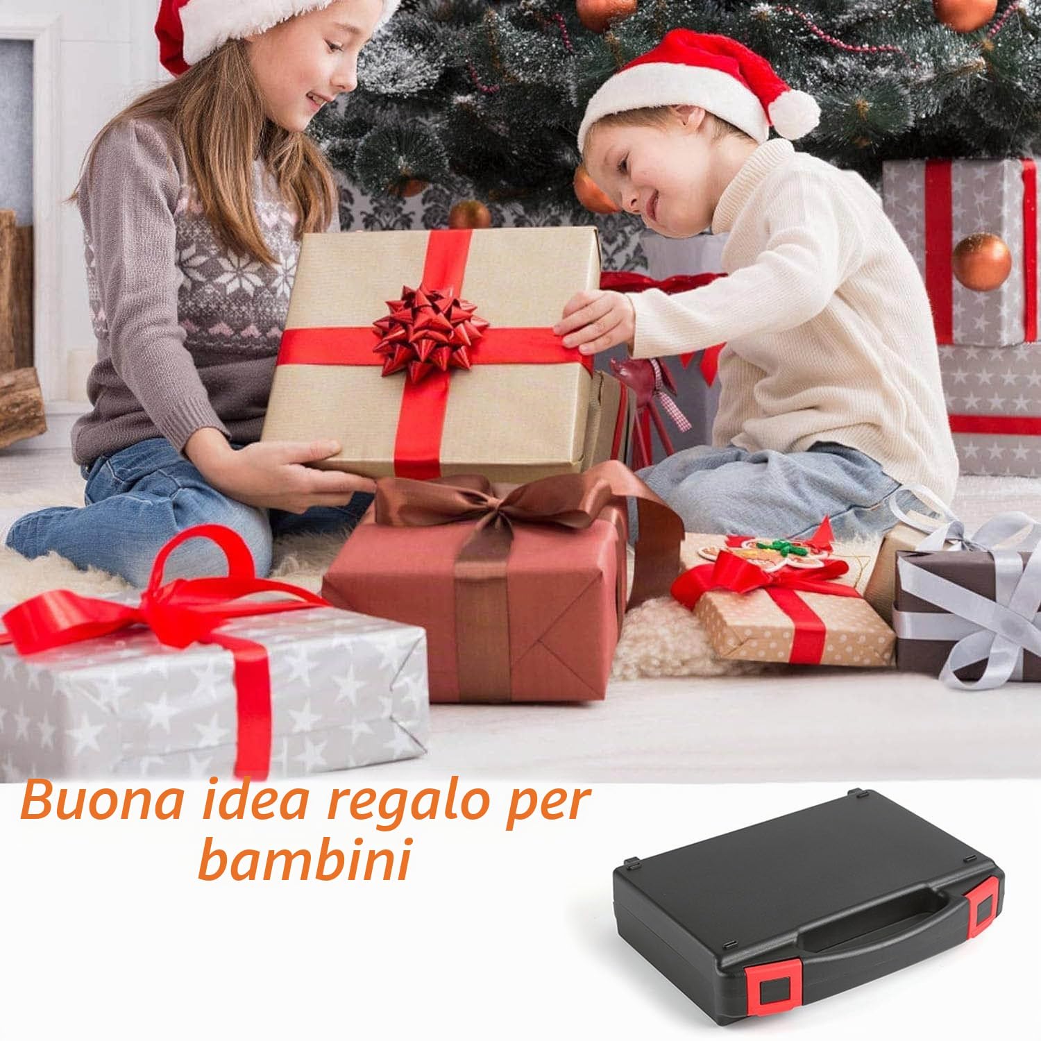 Set di Attrezzi per Bambini, Veri Attrezzi da Lavoro Kit per la Costruzioni fai da te con Cassetta Attrezzi Bambini, Ragazzi Ragazze Principianti Regalo, con Martello, Cacciavite, Pinze