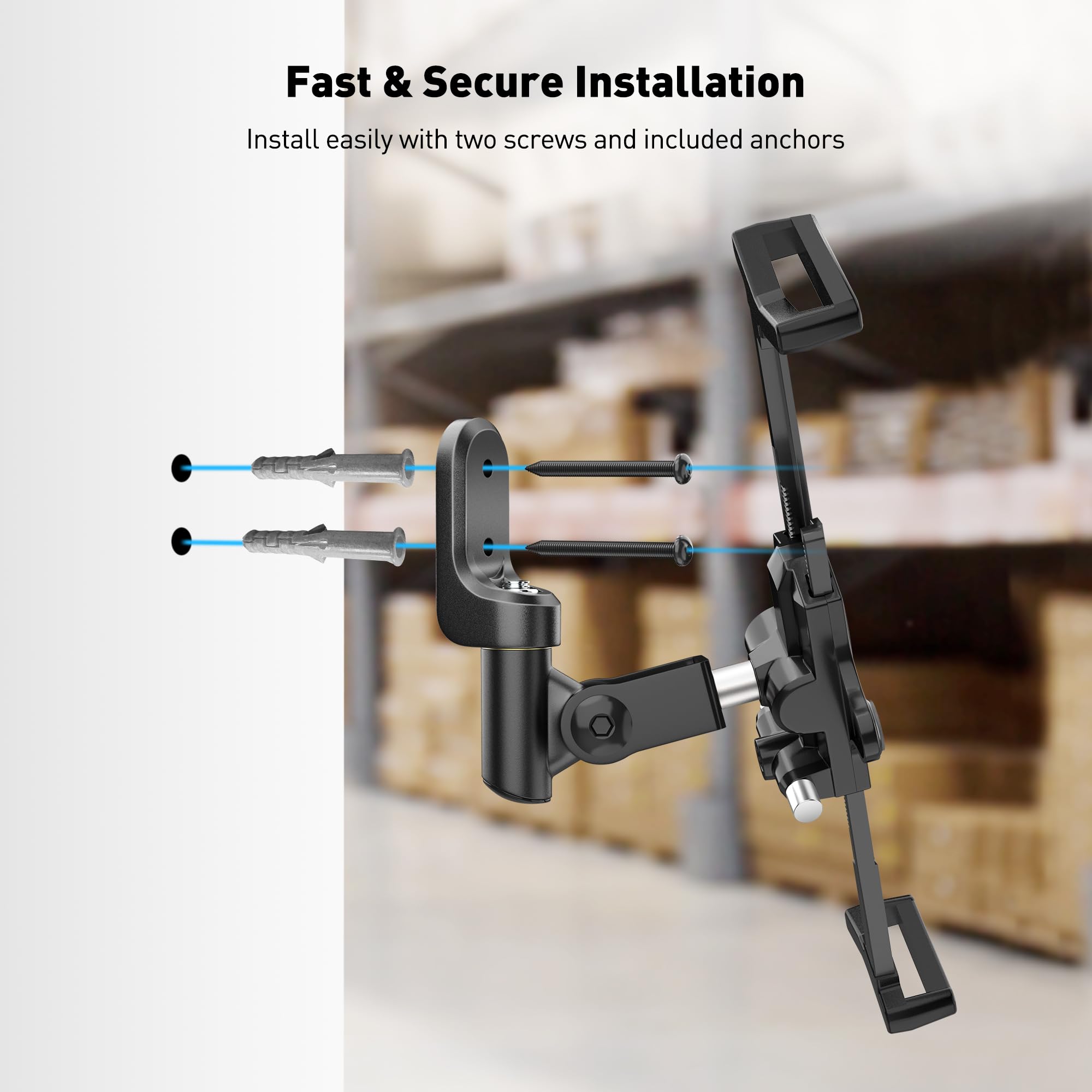 AboveTEK Supporto da parete per tablet antifurto universale di sicurezza POS, supporto diagonale per iPad da 7 a 13 pollici, nero