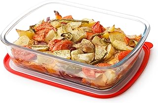 NUTRIUPS 9x11-Inch, 3 QT Rectangle Glass Baking Dish with Lid, Deep Glas...